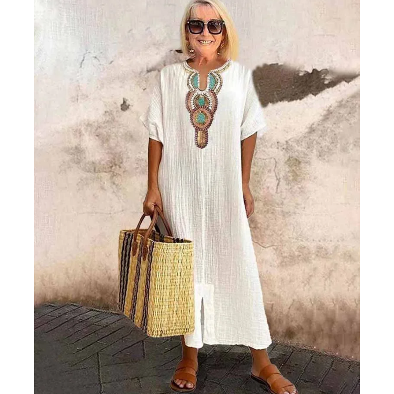 Women’s Ethnic Embroidery Relaxed Maxi Summer Dresses