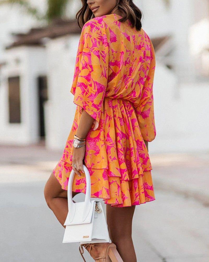 Women's Summer Bohemian-Inspired Twist-Front Mini Dress