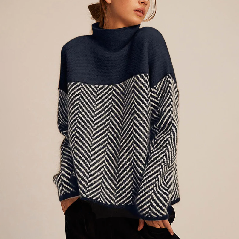 Women's Trendy Loose Fit Warm Cashmere Jumper with Roll Neckline