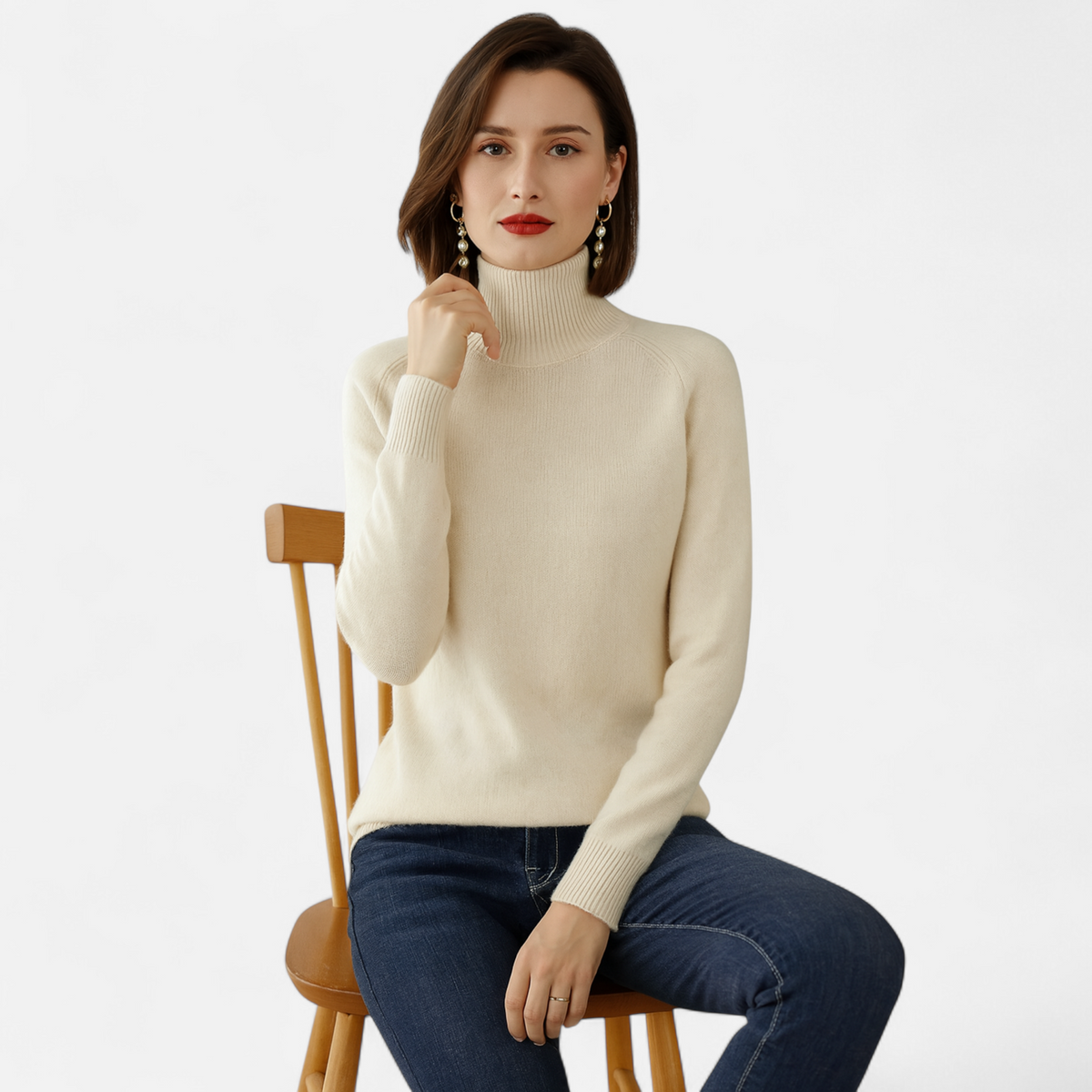 Timeless Merino Warm Mock-Neck Sweater for Women