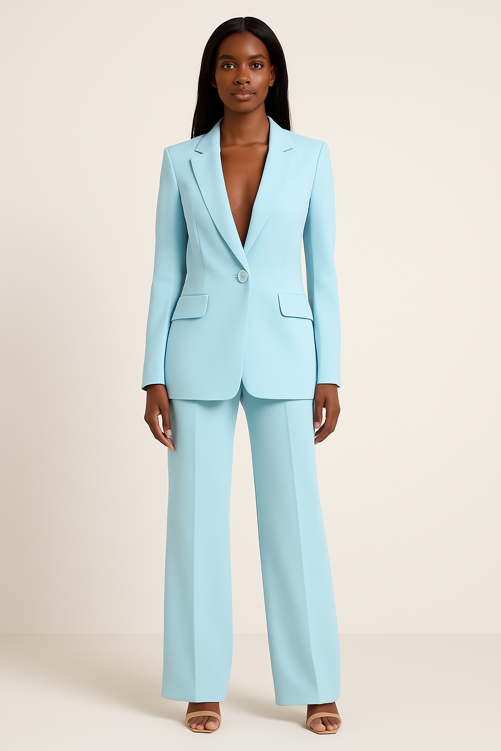Business Formal Long Blazer with Trouser Set for Women