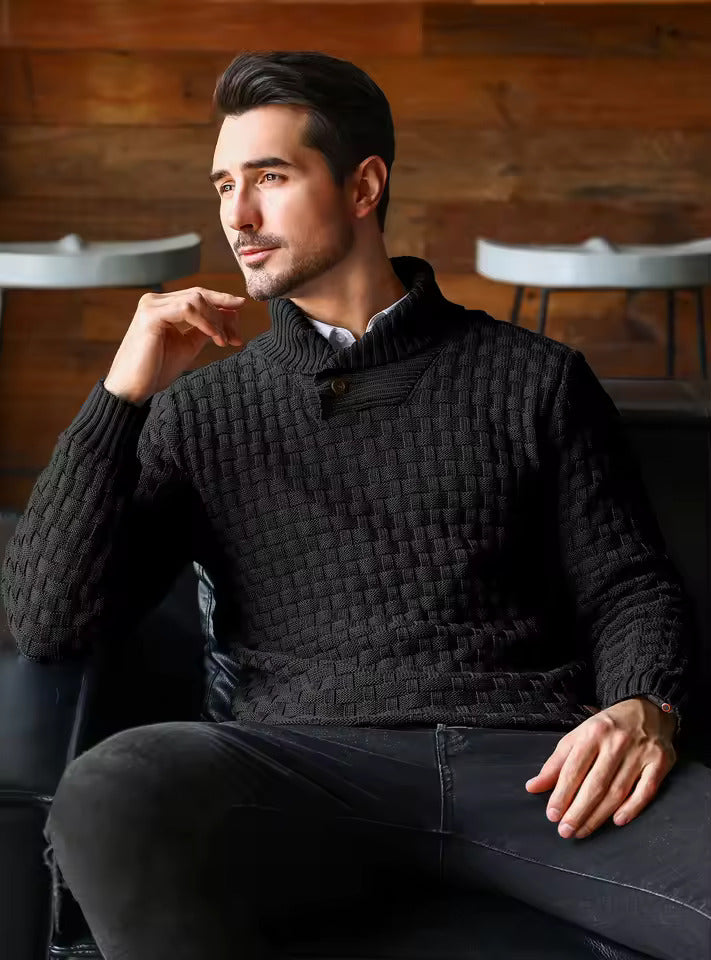 Men's Fashion Warm Knitted High Neck with Buttons