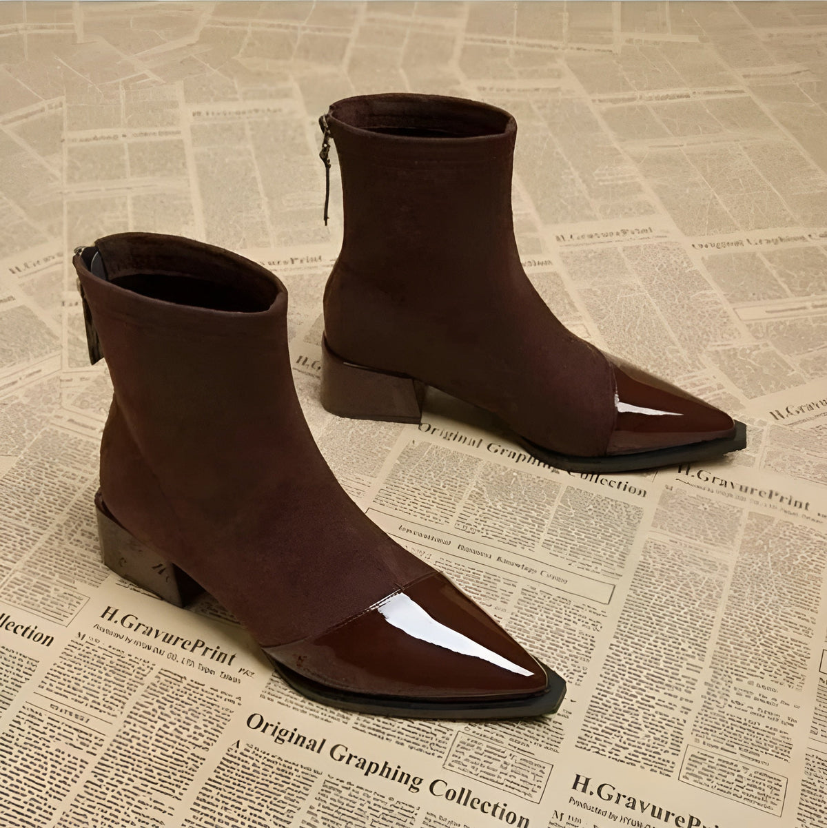 Women's Fashion Stand-out Block Heel Ankle Boots